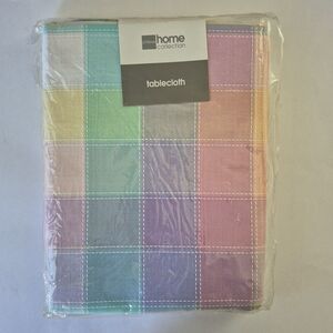 JCPenney Home Collection Hemstitch Plaid 60 x 104 Oblong Tablecloth Spring New